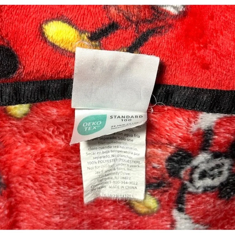 Disney 100 Red Mickey Mouse Fleece Throw Blanket Black Trim Full Body 40x50‎